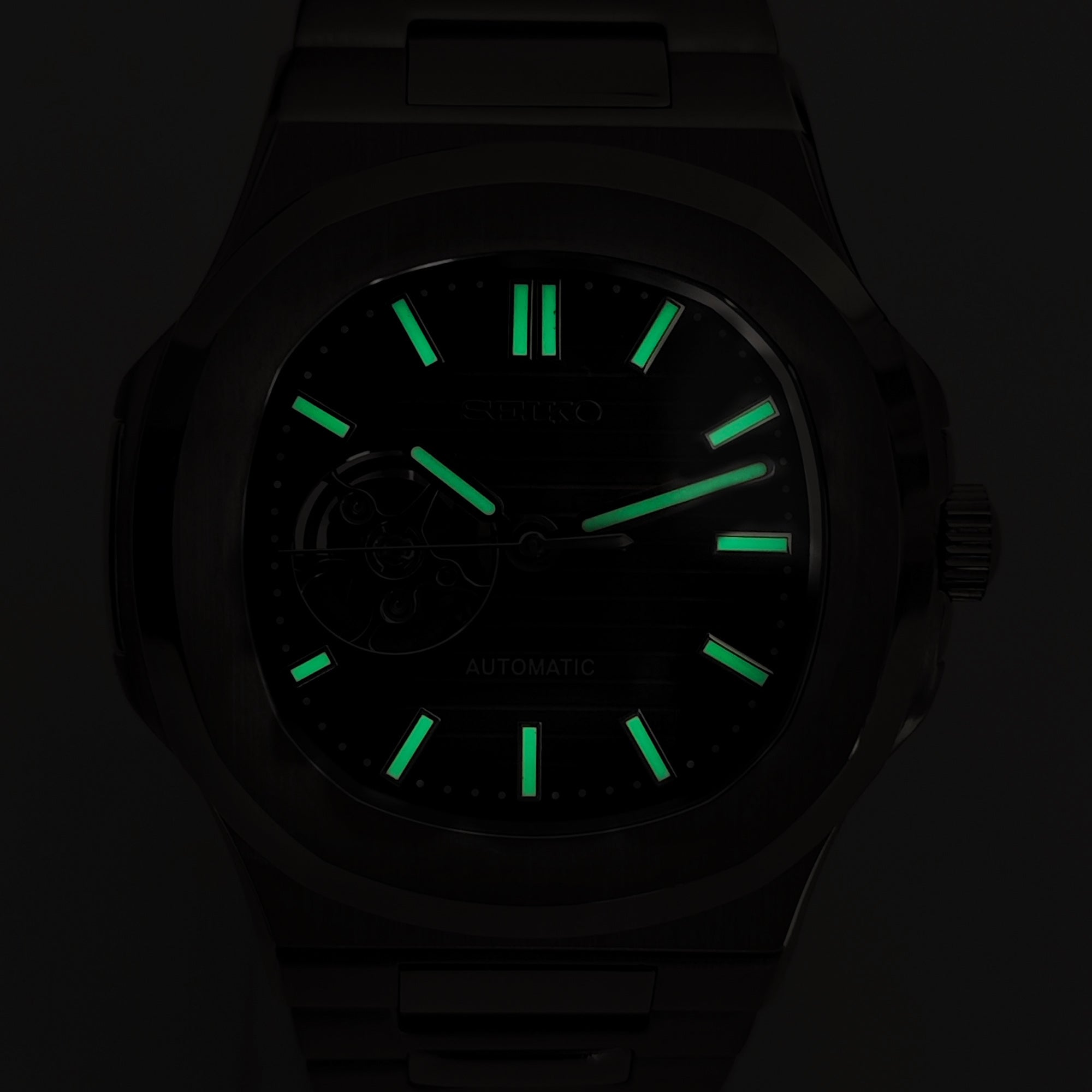 Custom Blue Naut Open Heart Automatic Mod Watch