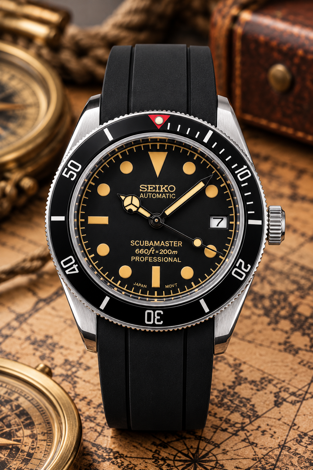 Custom Seiko Black Scub Automatic Mod Watch
