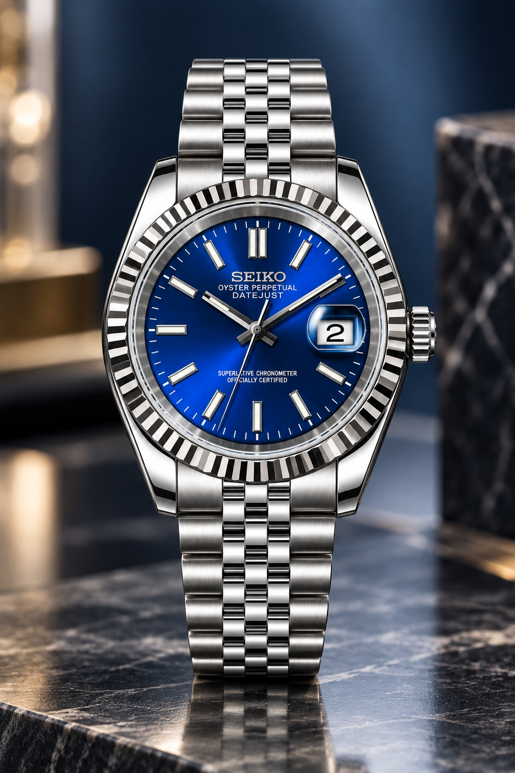 Custom Seiko Blue Sunburst Automatic Mod Watch