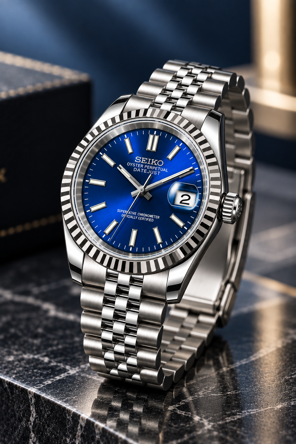 Custom Seiko Blue Sunburst Automatic Mod Watch