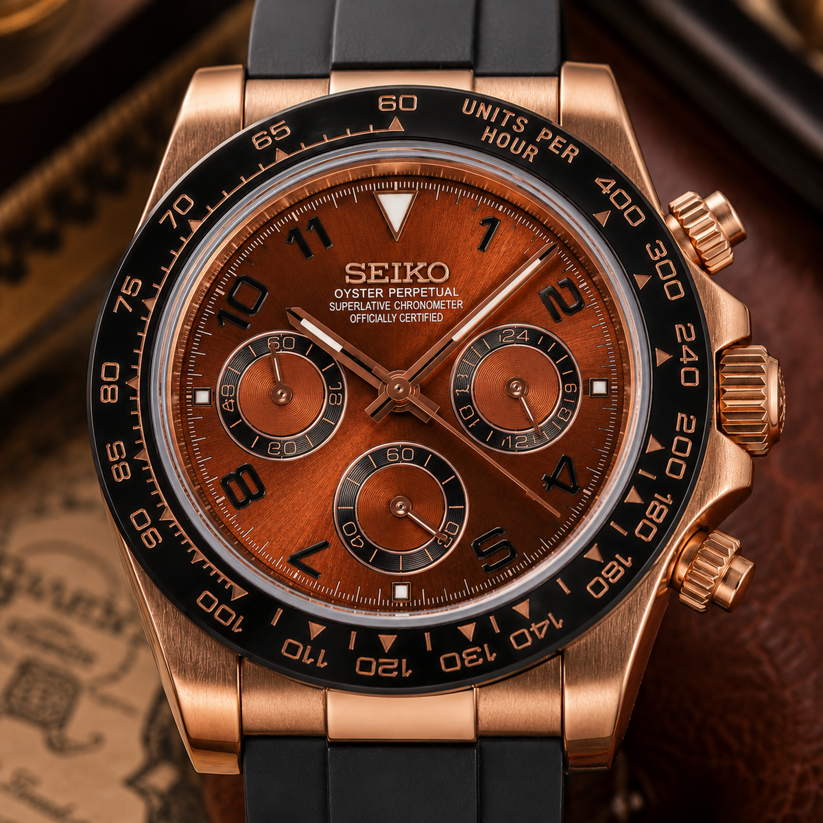 Custom Seiko Chocolate Racing Chronograph Mod Watch