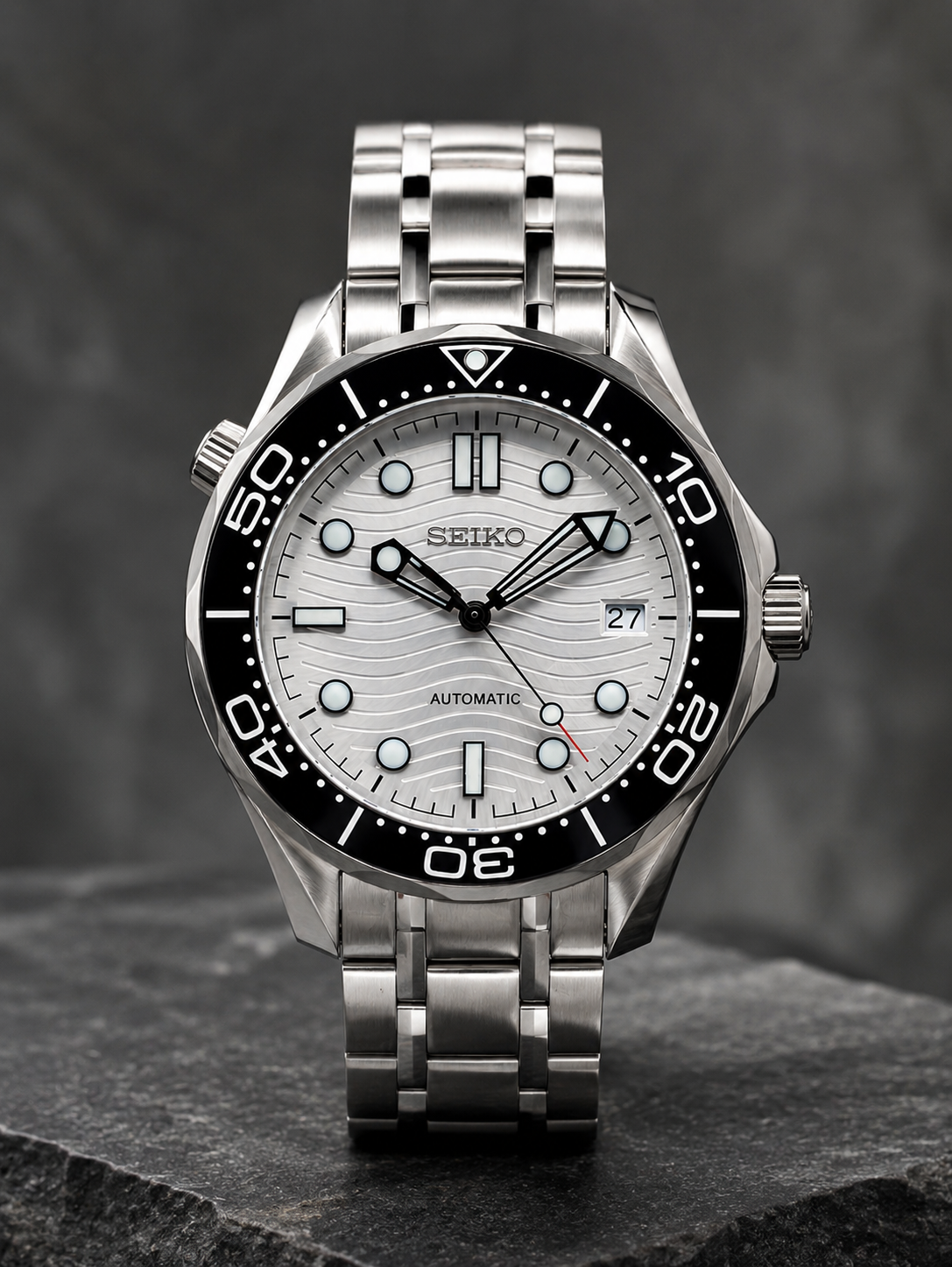 Custom Seiko White Sea Racing Automatic Mod Watch