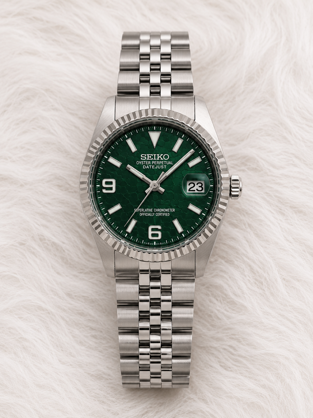 Custom Seiko Classic Emerald Green Speed Mod Watch