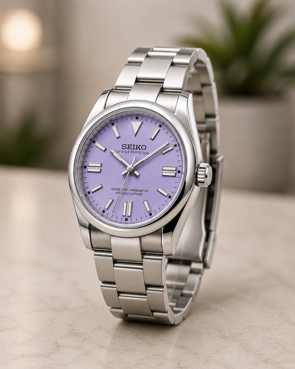 Custom Seiko Classic Lavender Speed Mod Watch