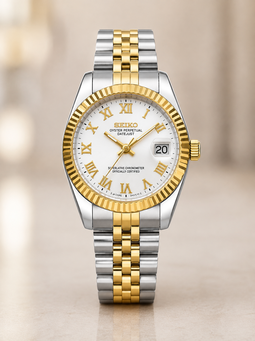 Custom Seiko Classic Roman Pearl Speed Mod Watch