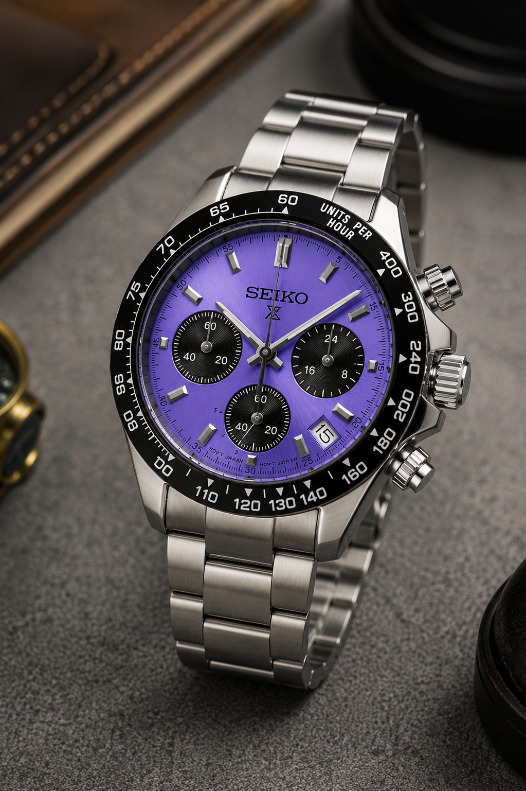 Custom Seiko Lavender Racing Chronograph Mod Watch