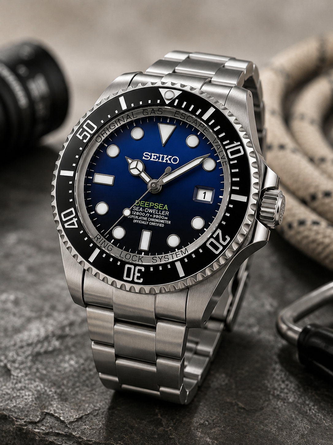 Custom Seiko Big Blue Deepsea 44mm Automatic Mod Watch