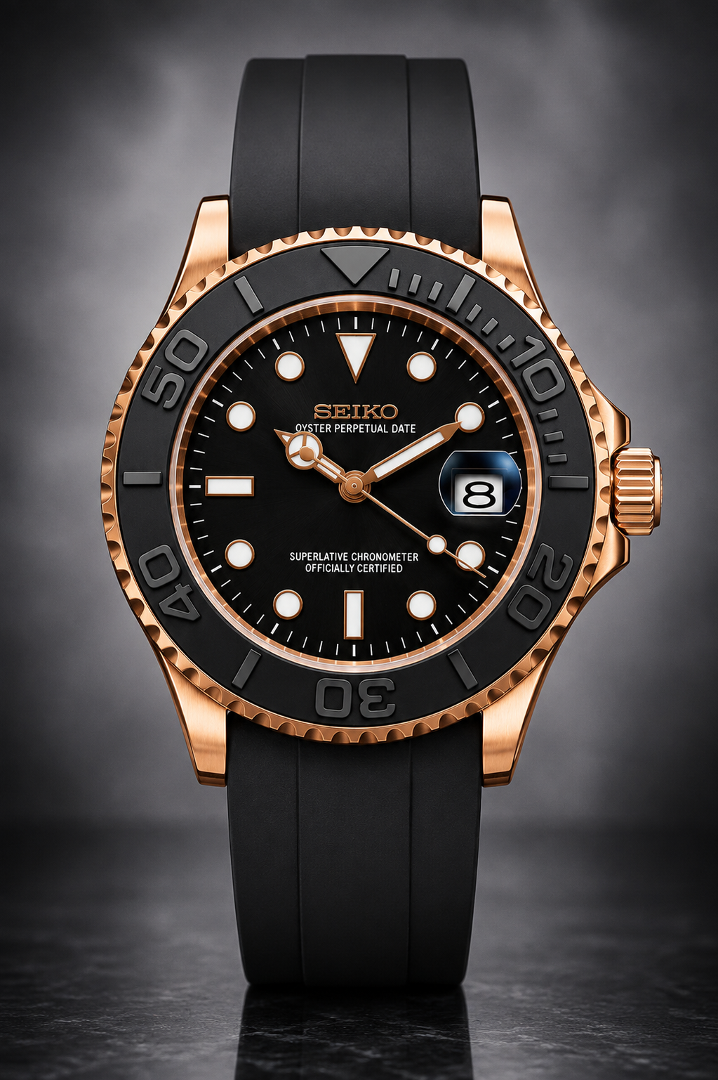 Custom Seiko Rose Gold Black Racing Automatic Mod Watch