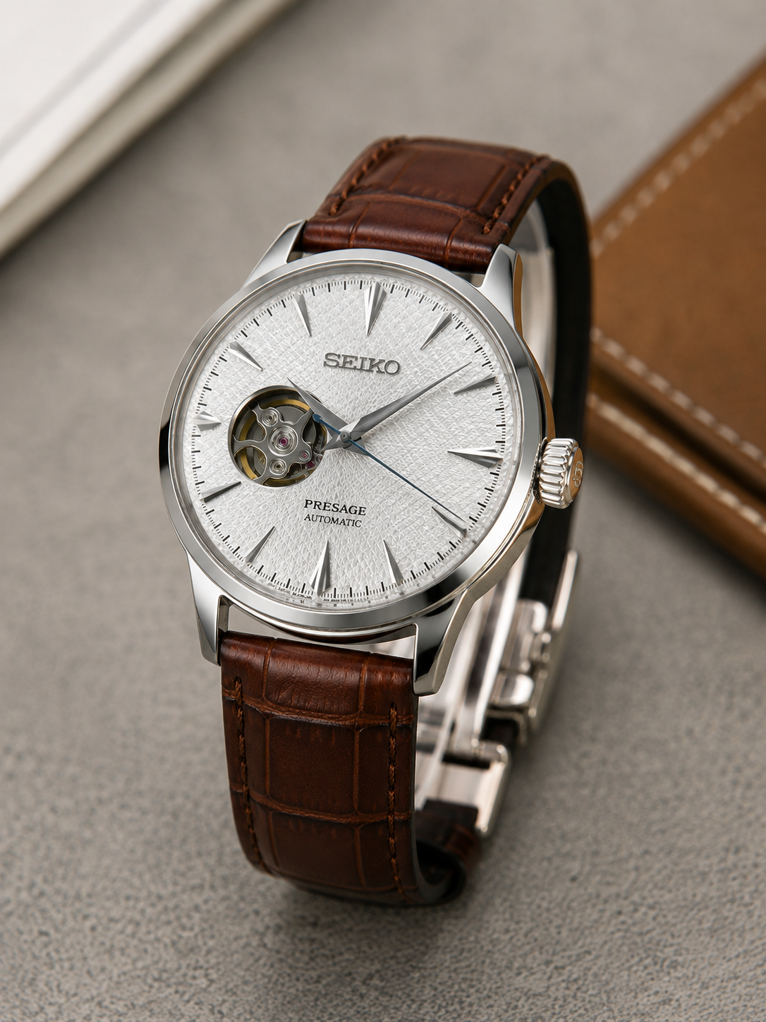 Custom Seiko White Open Heart Racing Automatic Mod Watch