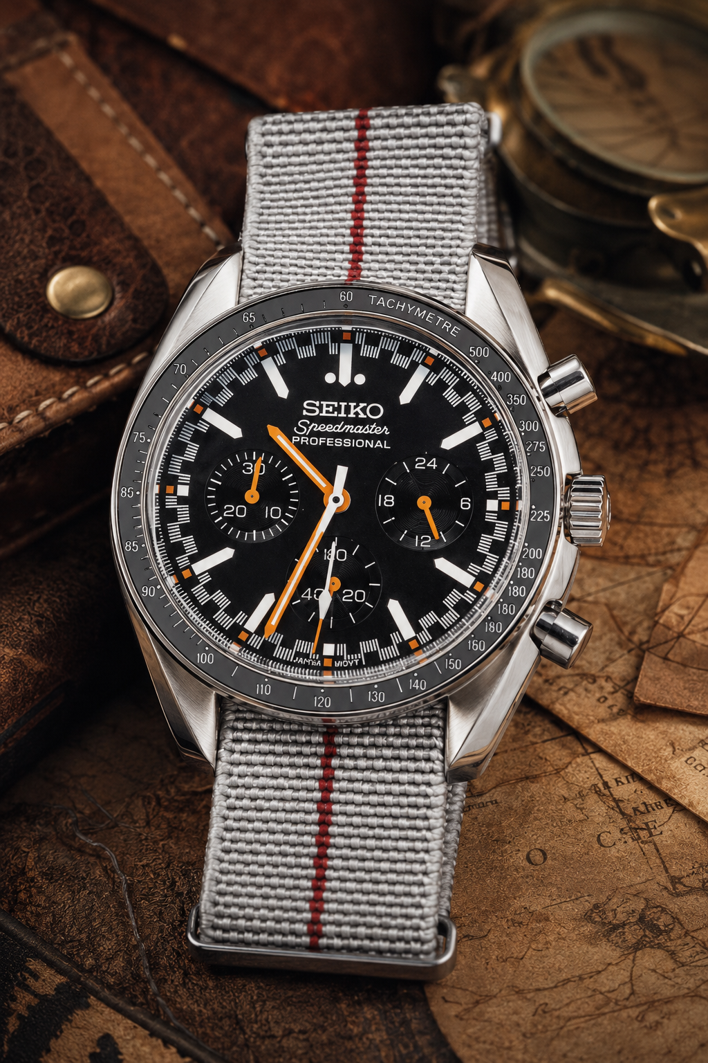 Custom Seiko Mod Speed Black White Watch