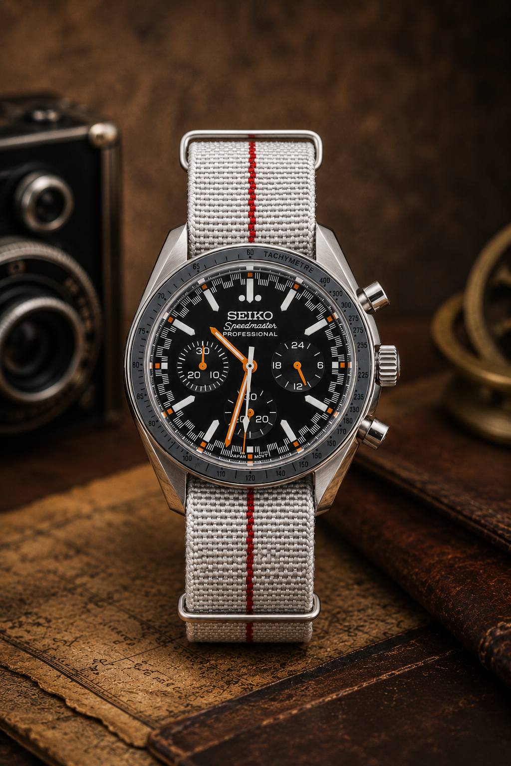 Custom Seiko Mod Speed Black White Watch