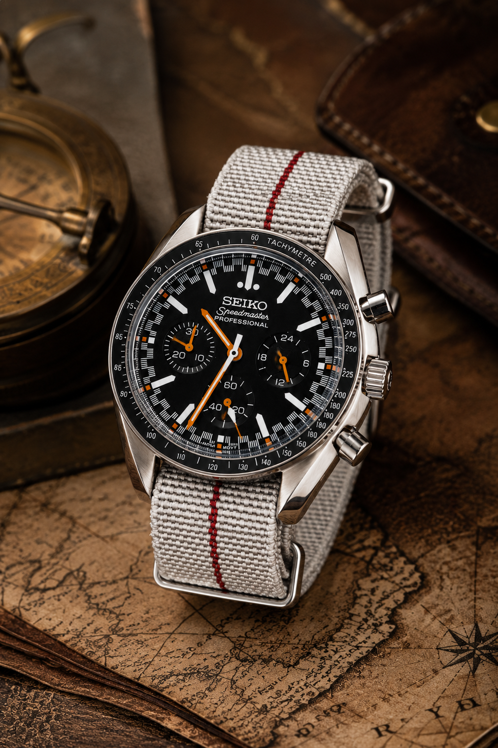 Custom Seiko Mod Speed Black White Watch