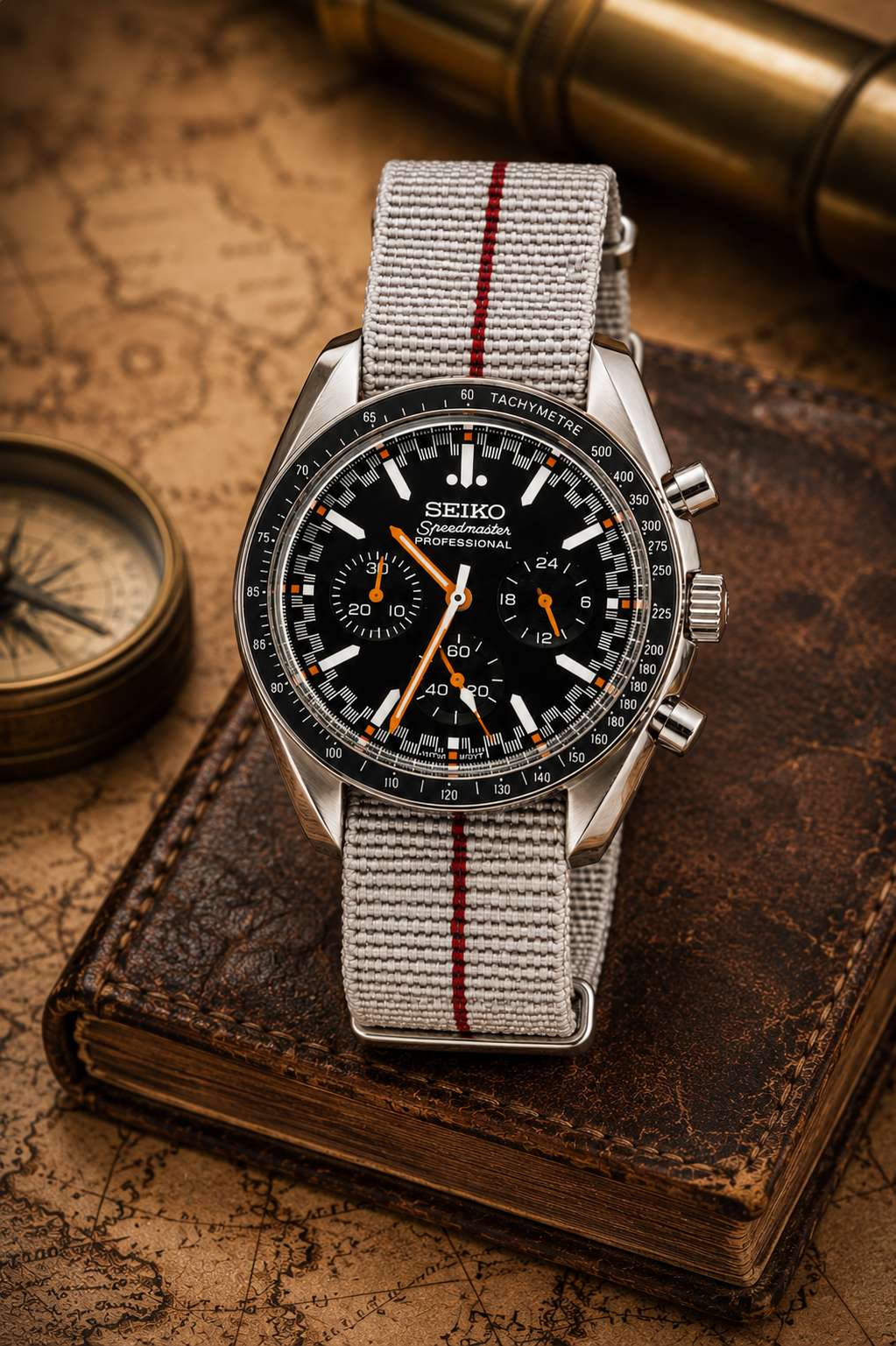 Custom Seiko Mod Speed Black White Watch