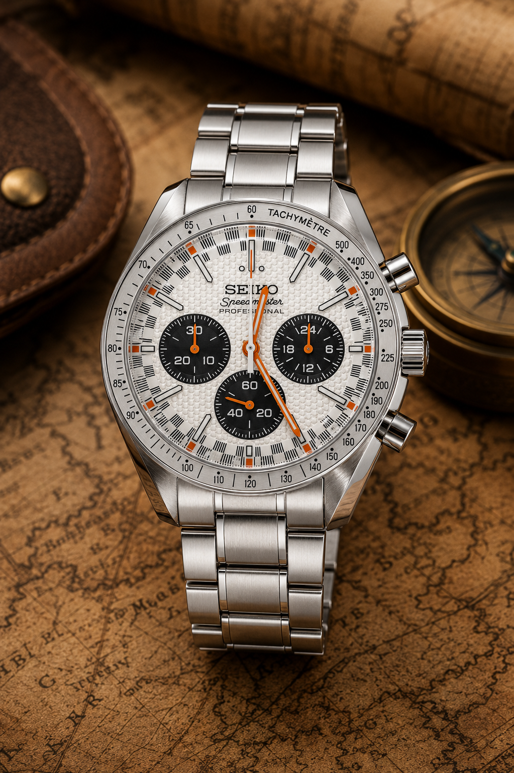 Custom Seiko Mod Speed White Panda Textured Watch