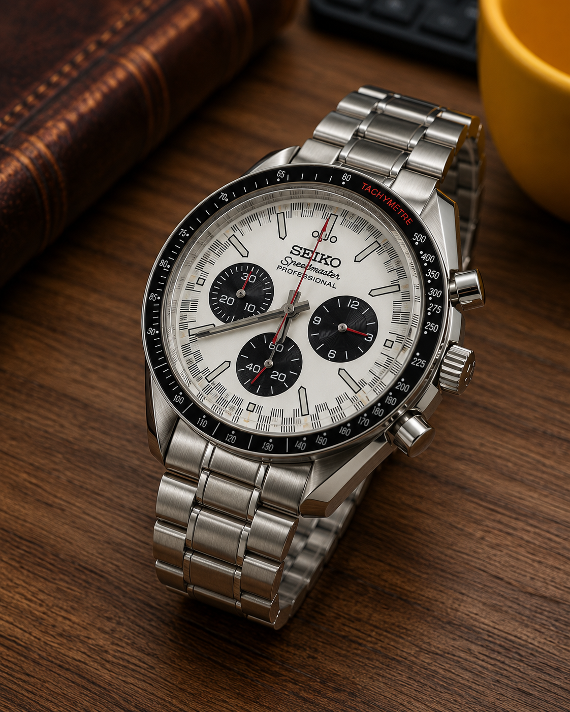 Custom Seiko Mod Speed Silver Panda Textured Watch