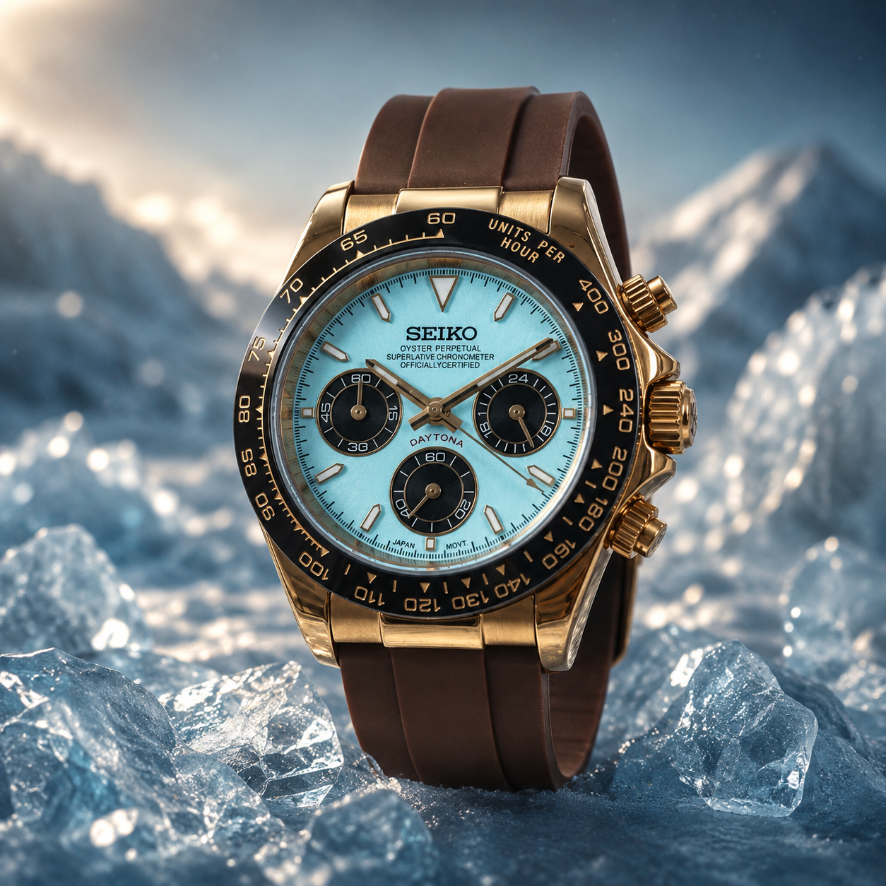 Custom Seiko Mod Ice Brown Speed Watch