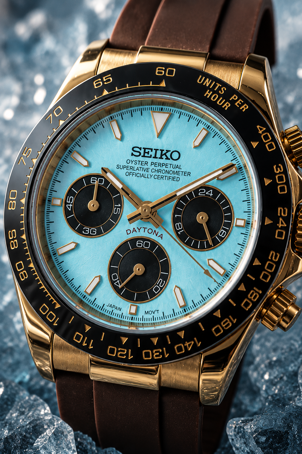 Custom Seiko Mod Ice Brown Speed Watch