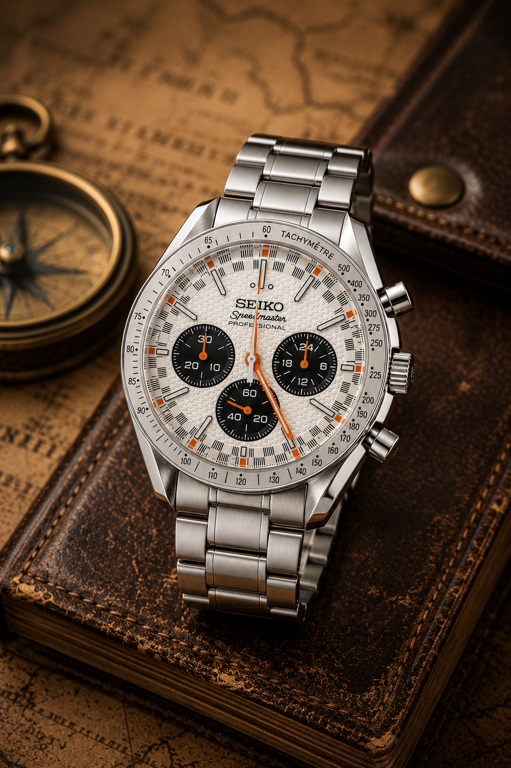 Custom Seiko Mod Speed White Panda Textured Watch