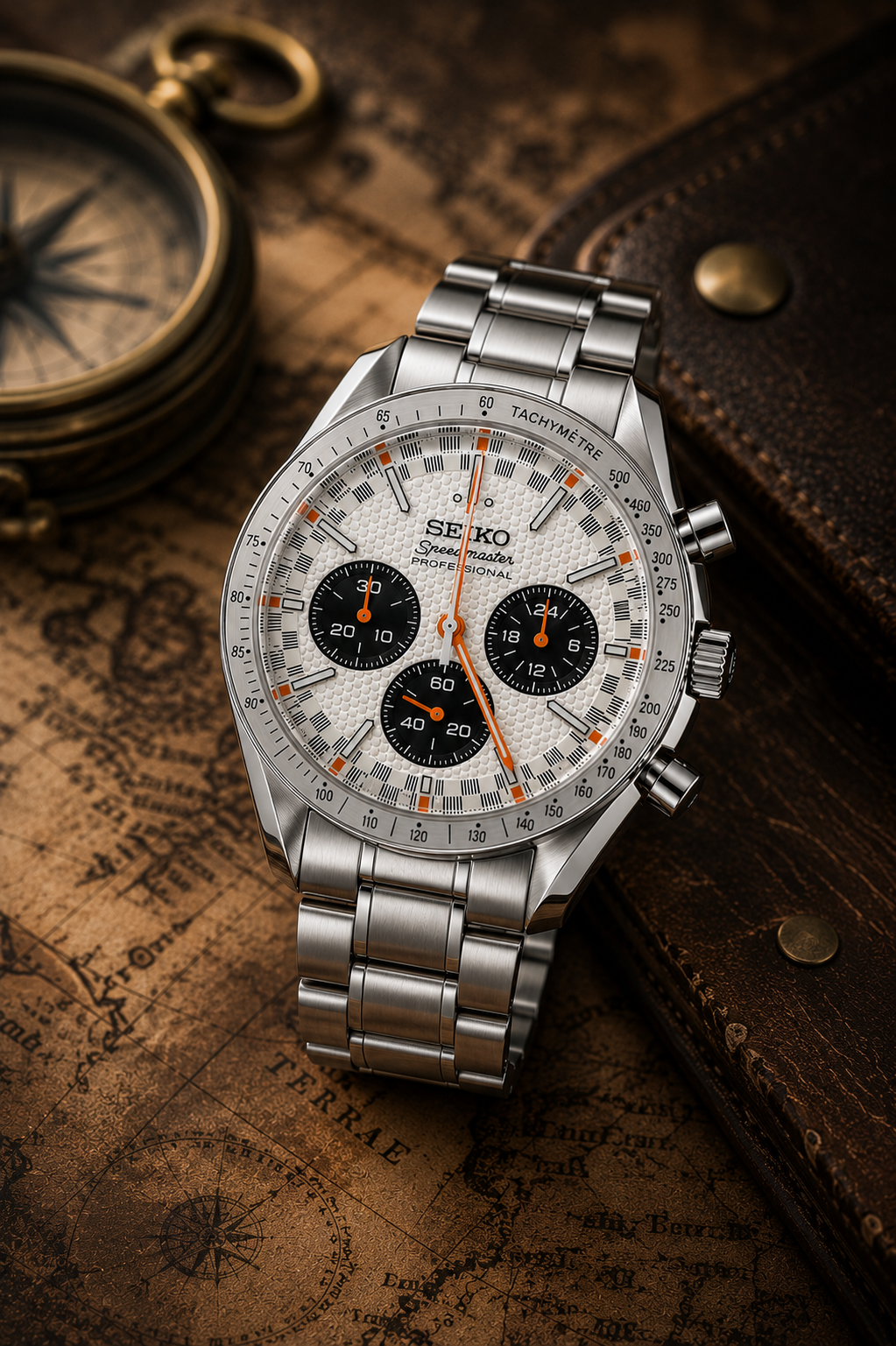 Custom Seiko Mod Speed White Panda Textured Watch