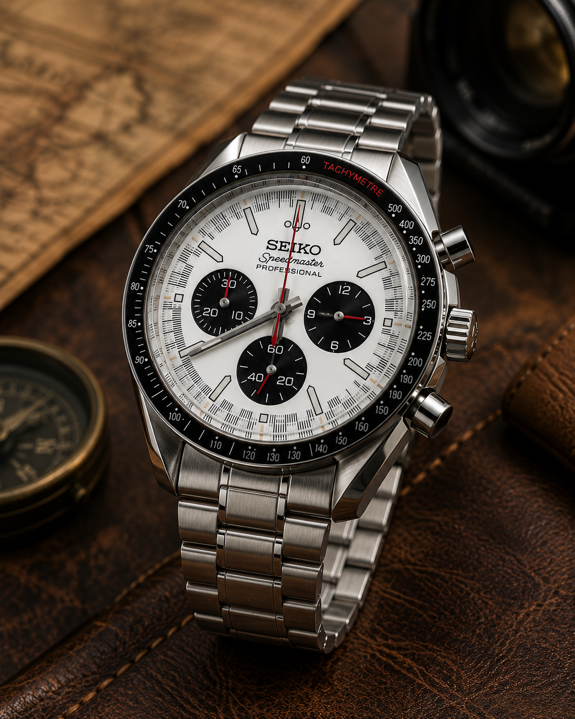 Custom Seiko Mod Speed Silver Panda Textured Watch