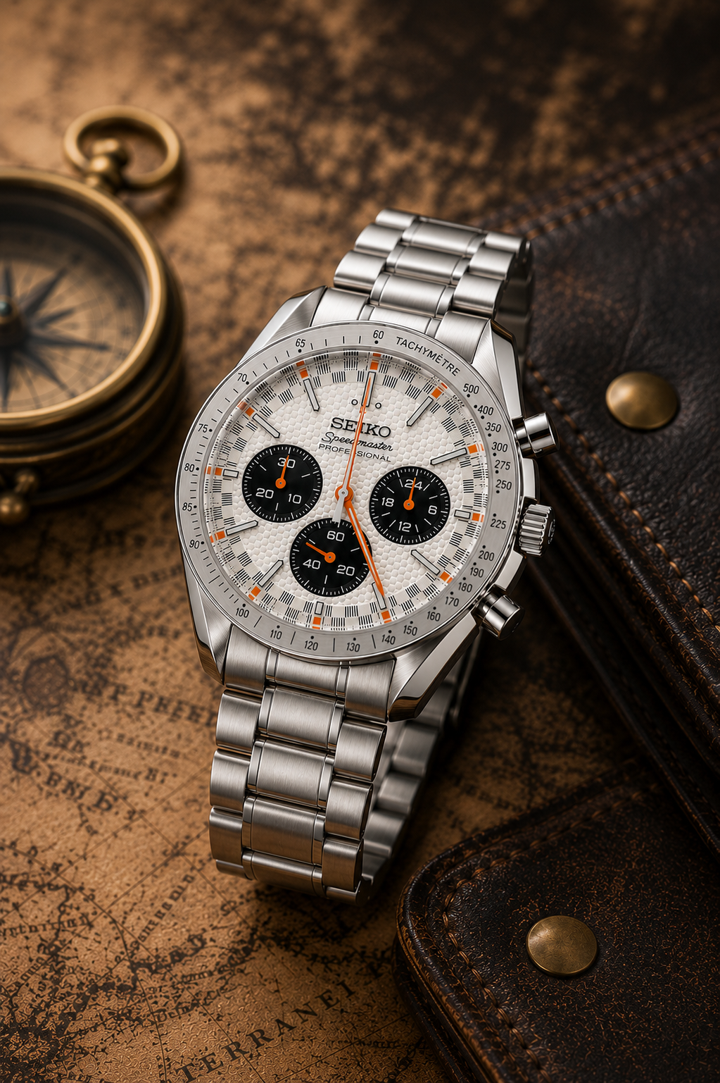 Custom Seiko Mod Speed White Panda Textured Watch