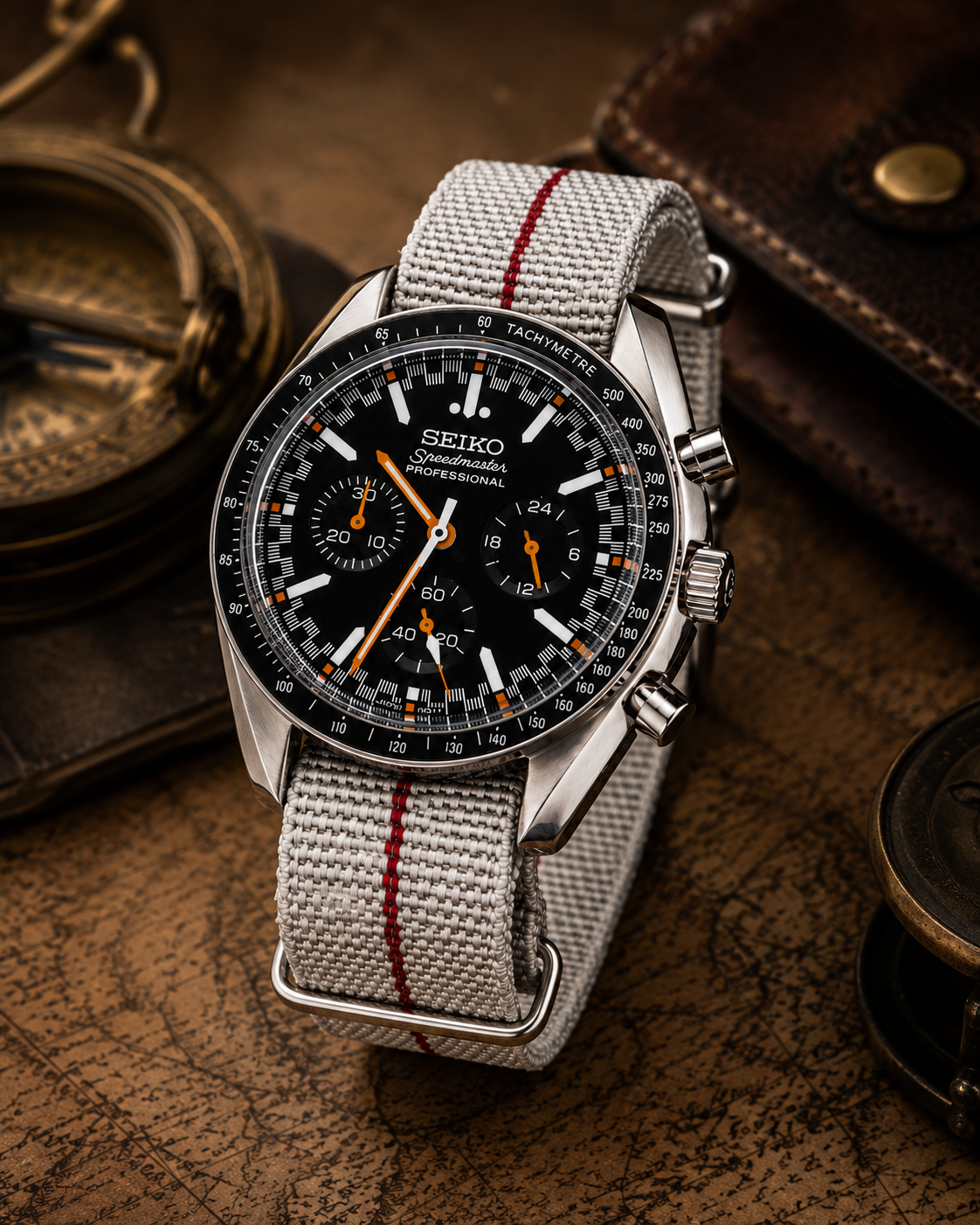 Custom Seiko Mod Speed Black White Watch