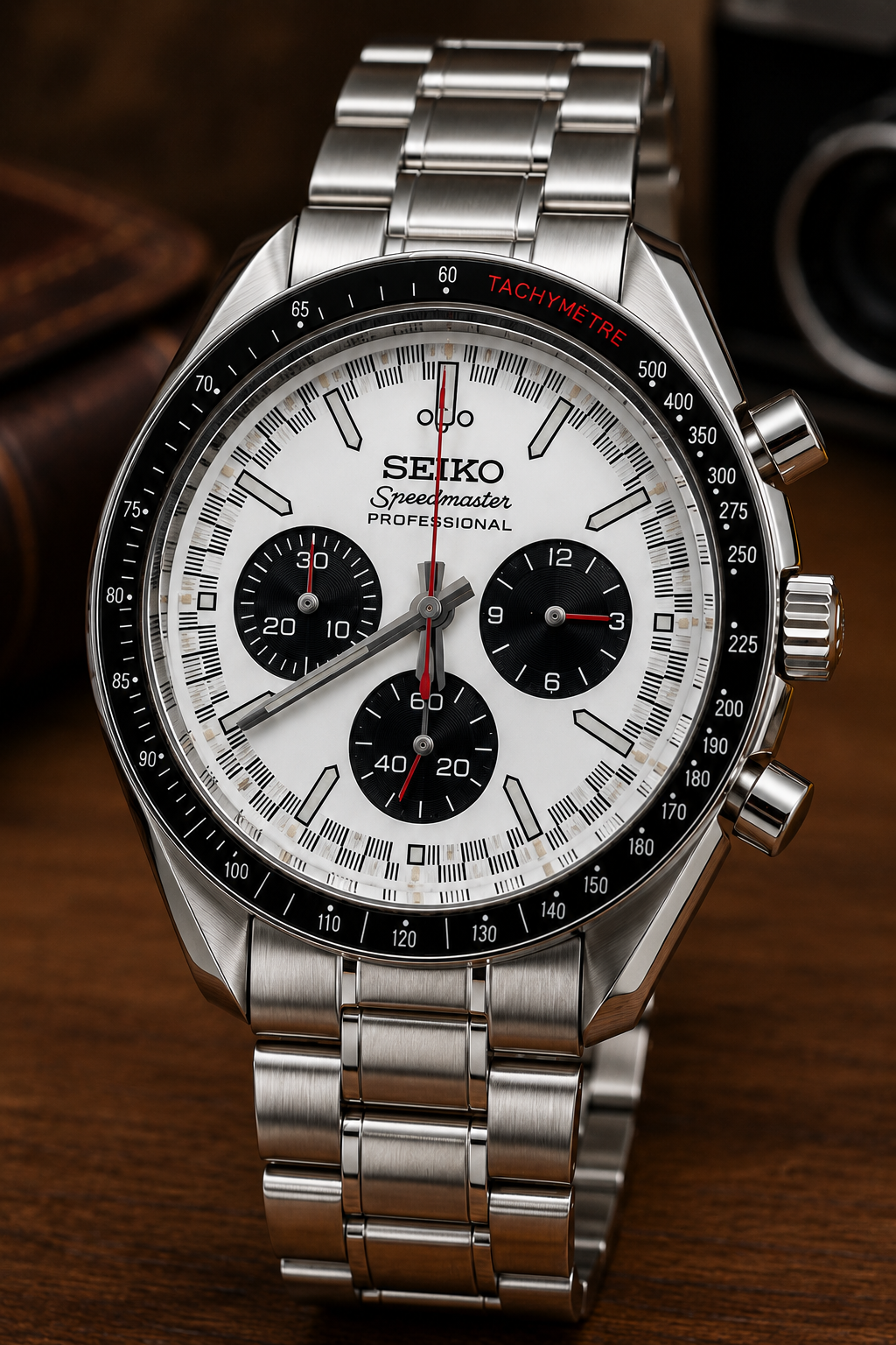 Custom Seiko Mod Speed Silver Panda Textured Watch