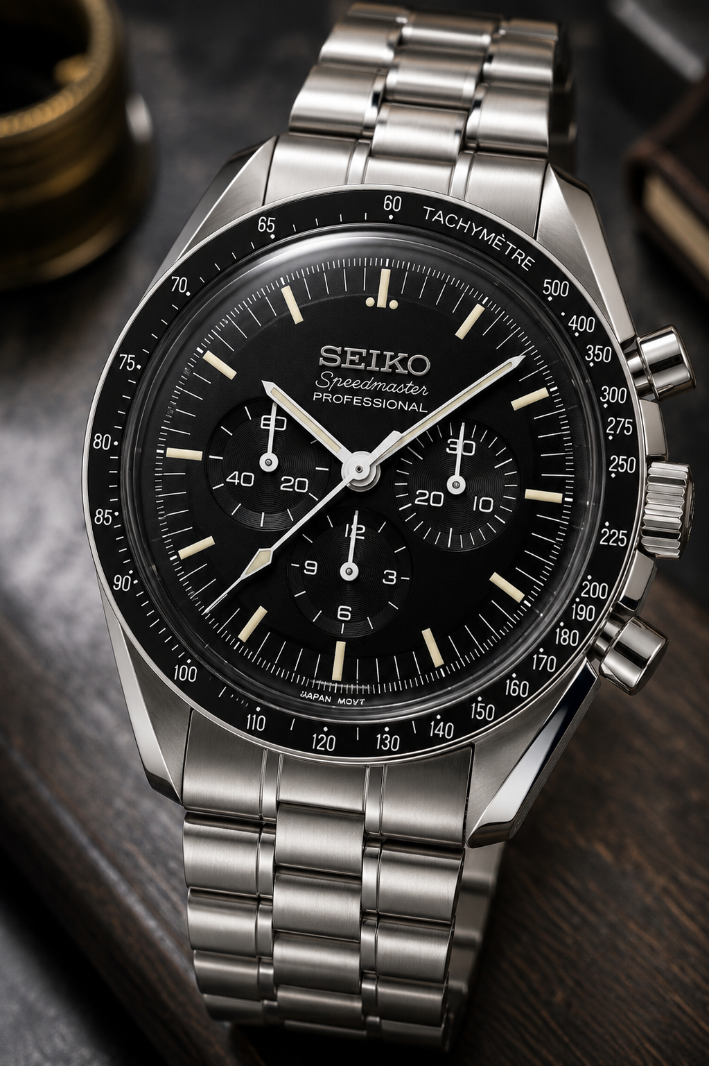 Custom Seiko Mod Speed Black Silver Watch