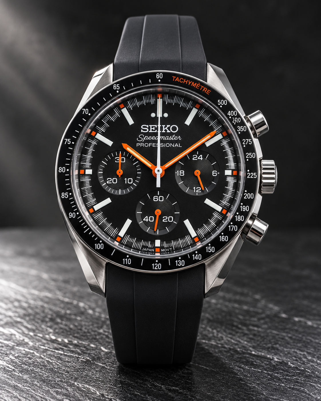 Custom Seiko Mod Speed Black Orange Watch