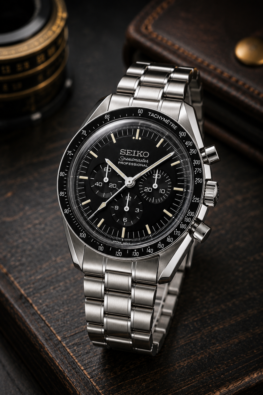Custom Seiko Mod Speed Black Silver Watch