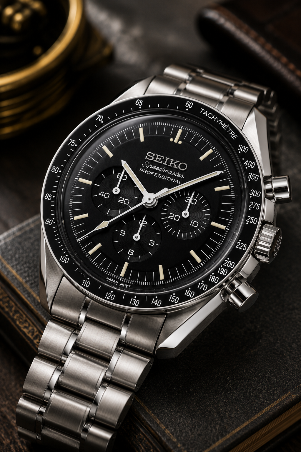 Custom Seiko Mod Speed Black Silver Watch