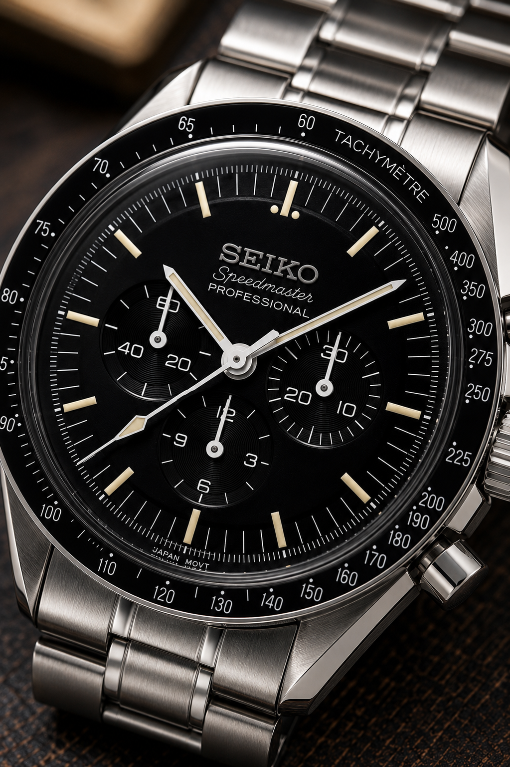 Custom Seiko Mod Speed Black Silver Watch