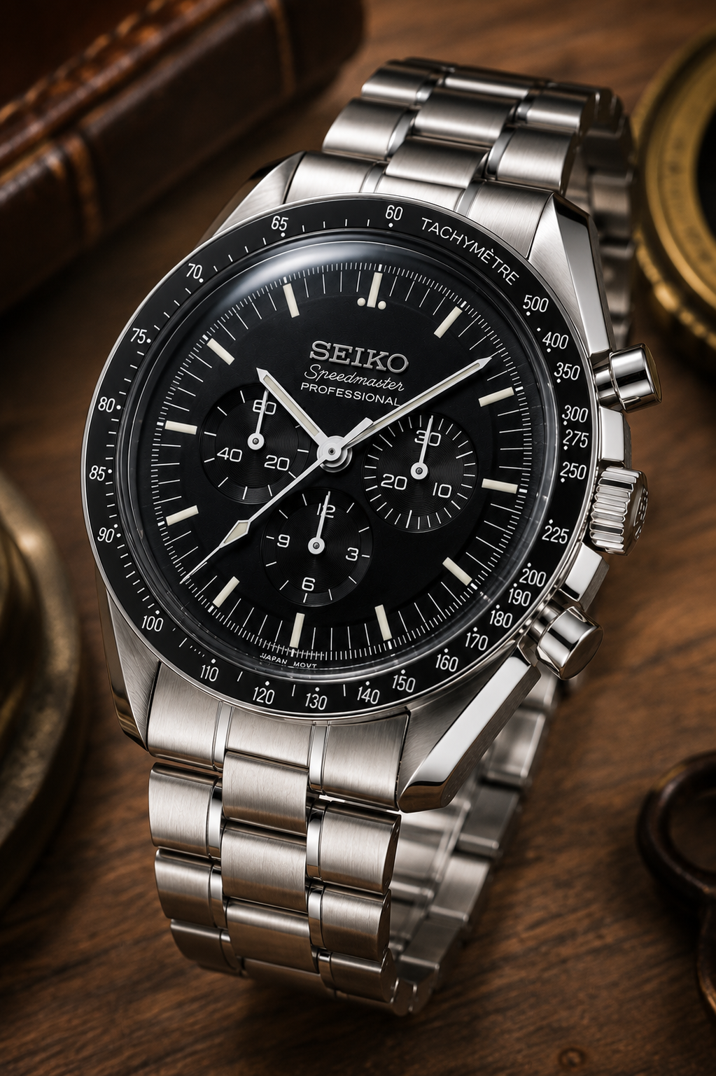 Custom Seiko Mod Speed Black Silver Watch
