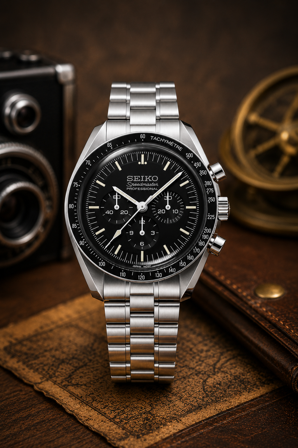 Custom Seiko Mod Speed Black Silver Watch
