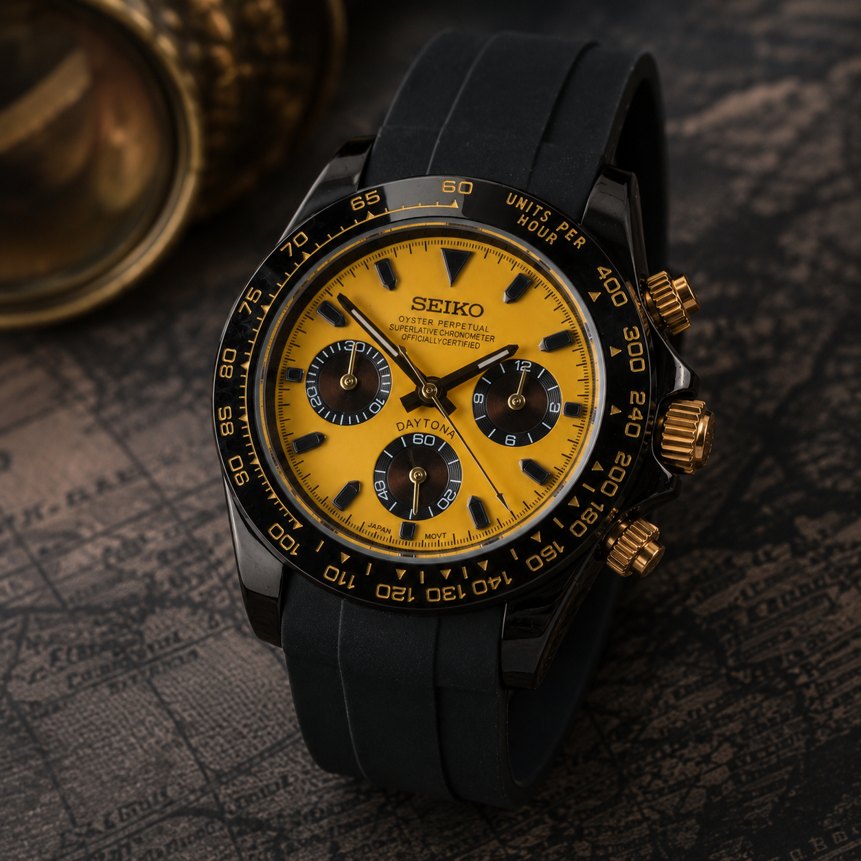 Custom Seitona Yellow Racing Chronograph Mod Watch