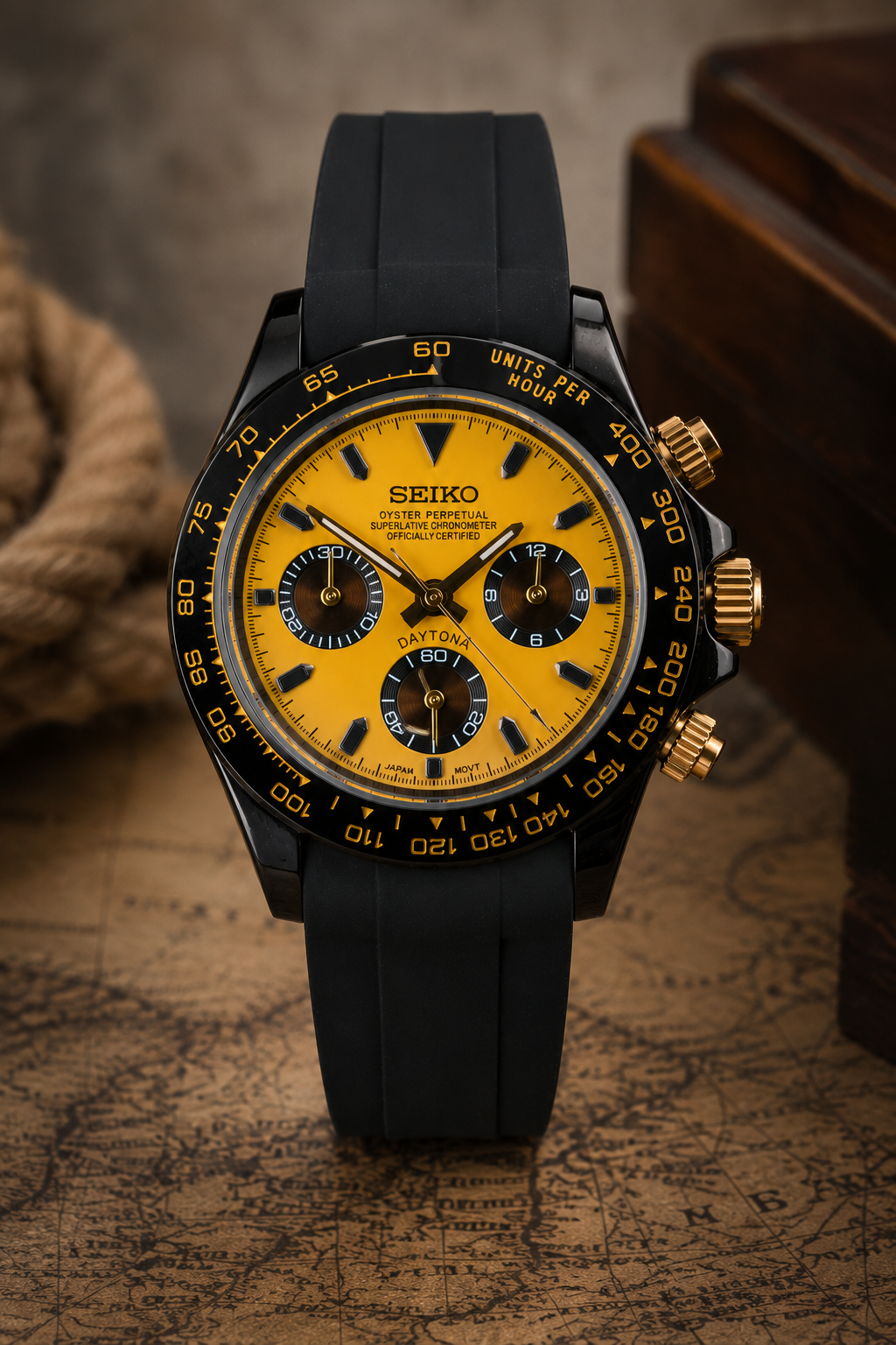 Custom Seitona Yellow Racing Chronograph Mod Watch