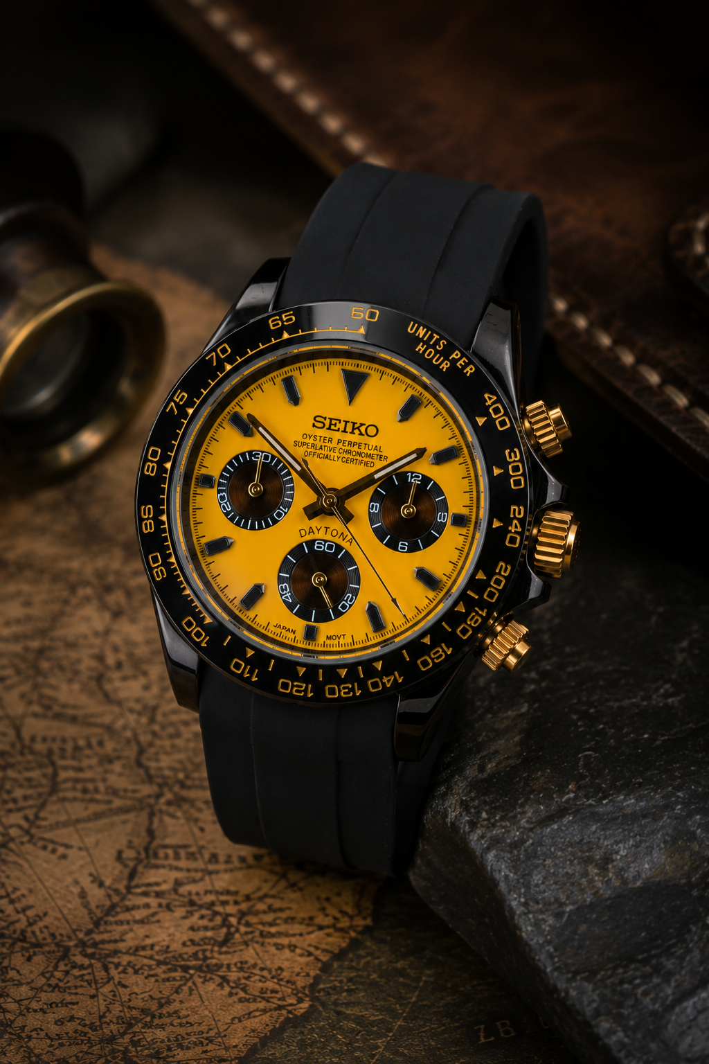 Custom Seitona Yellow Racing Chronograph Mod Watch