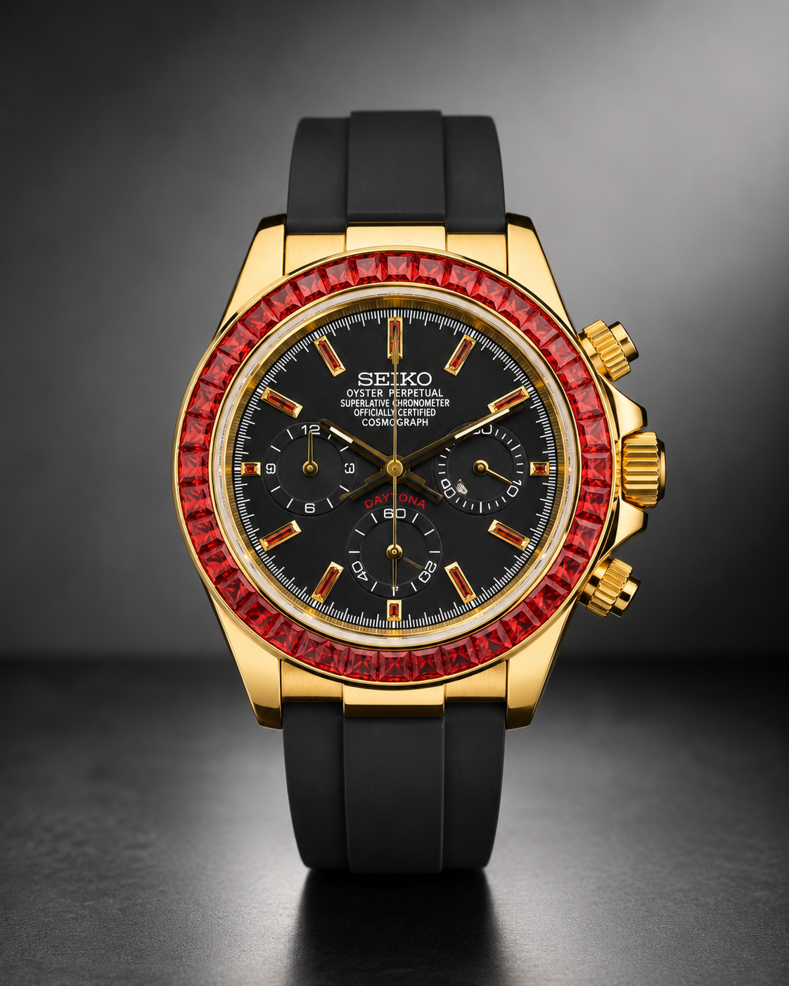 Custom Seiko Mod Speed Red Black Watch