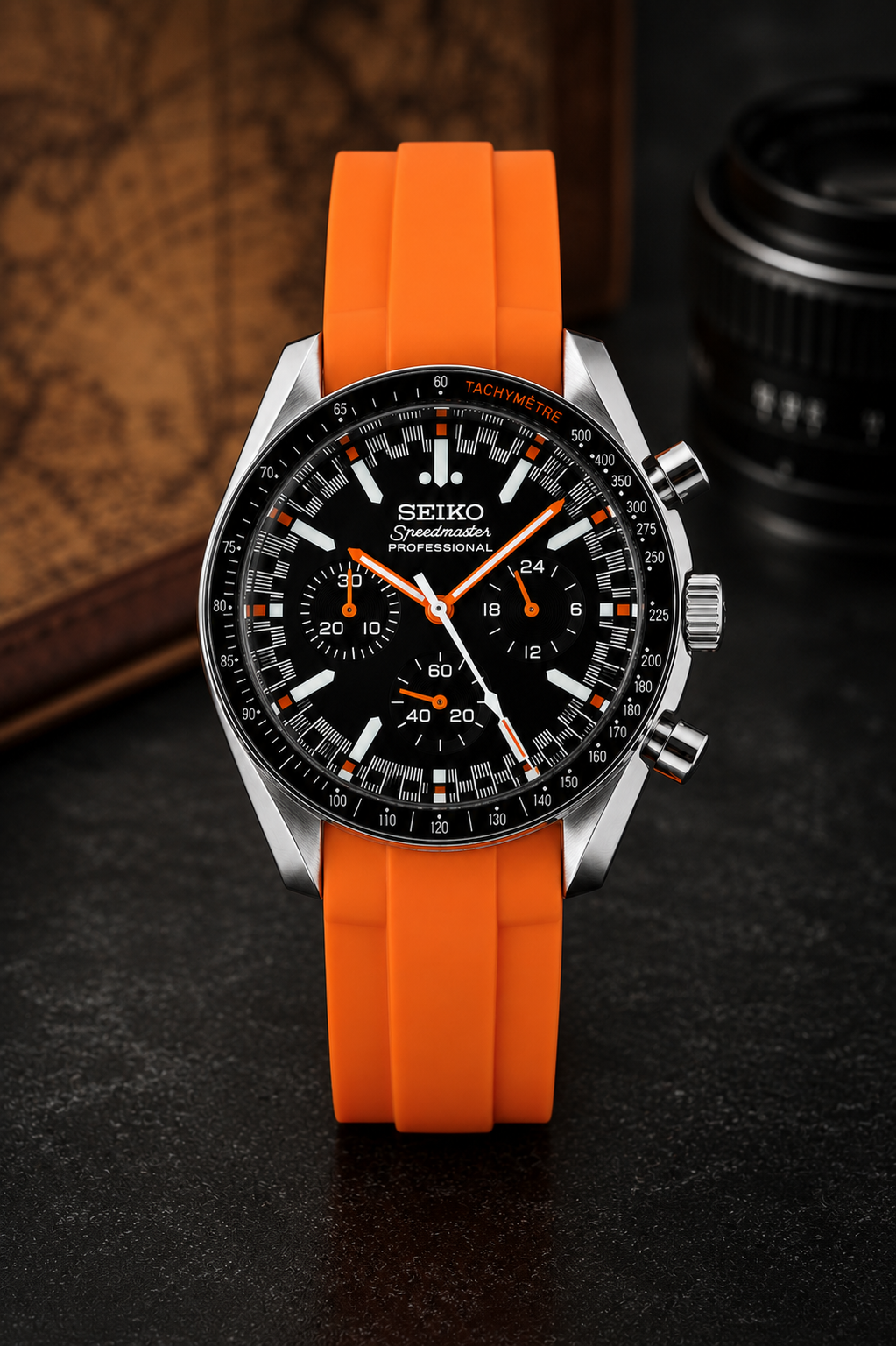 Custom Seiko Orange Racing Chronograph Mod Watch
