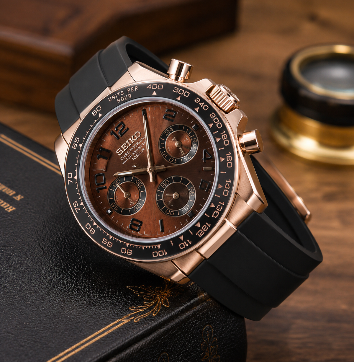 Custom Seiko Chocolate Racing Chronograph Mod Watch