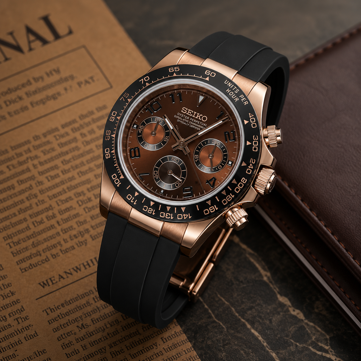 Custom Seiko Chocolate Racing Chronograph Mod Watch