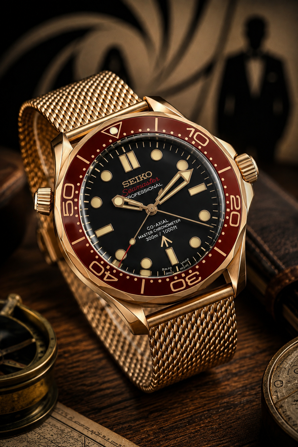 Custom Seiko JB Rose Gold Red Racing Automatic Mod Watch