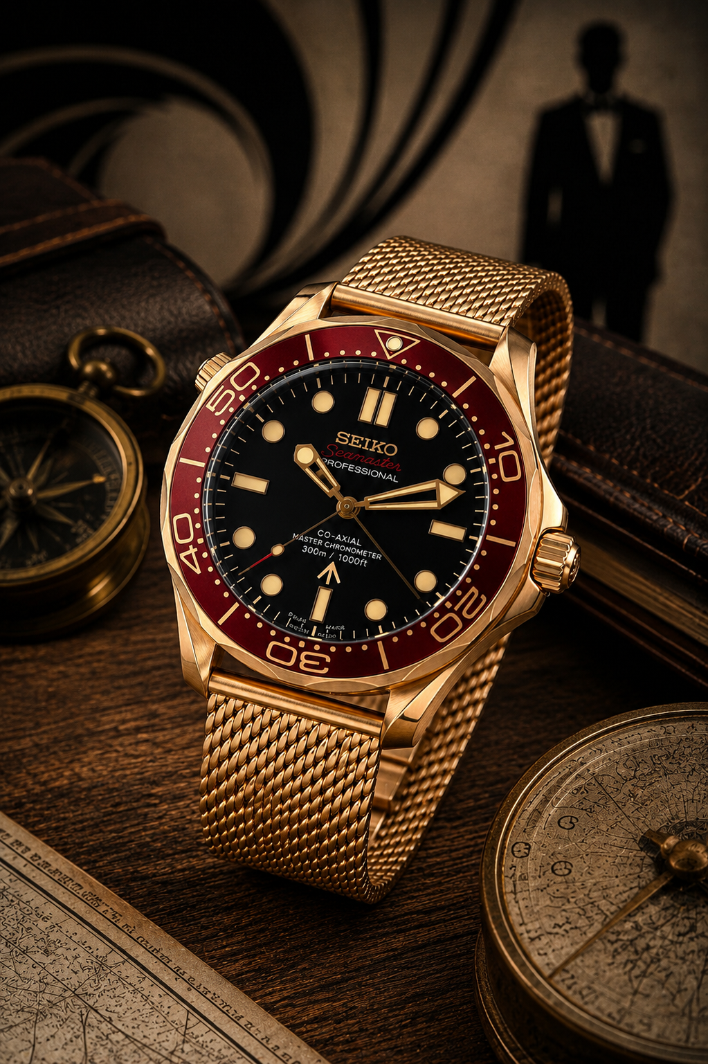 Custom Seiko JB Rose Gold Red Racing Automatic Mod Watch