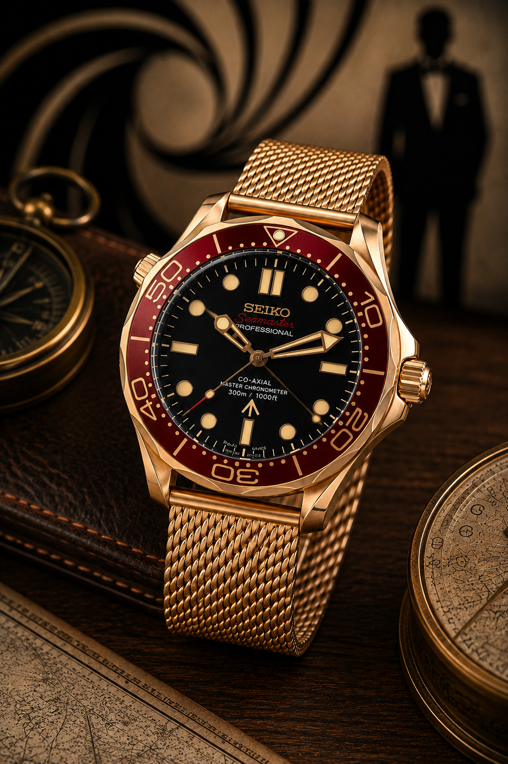 Custom Seiko JB Rose Gold Red Racing Automatic Mod Watch
