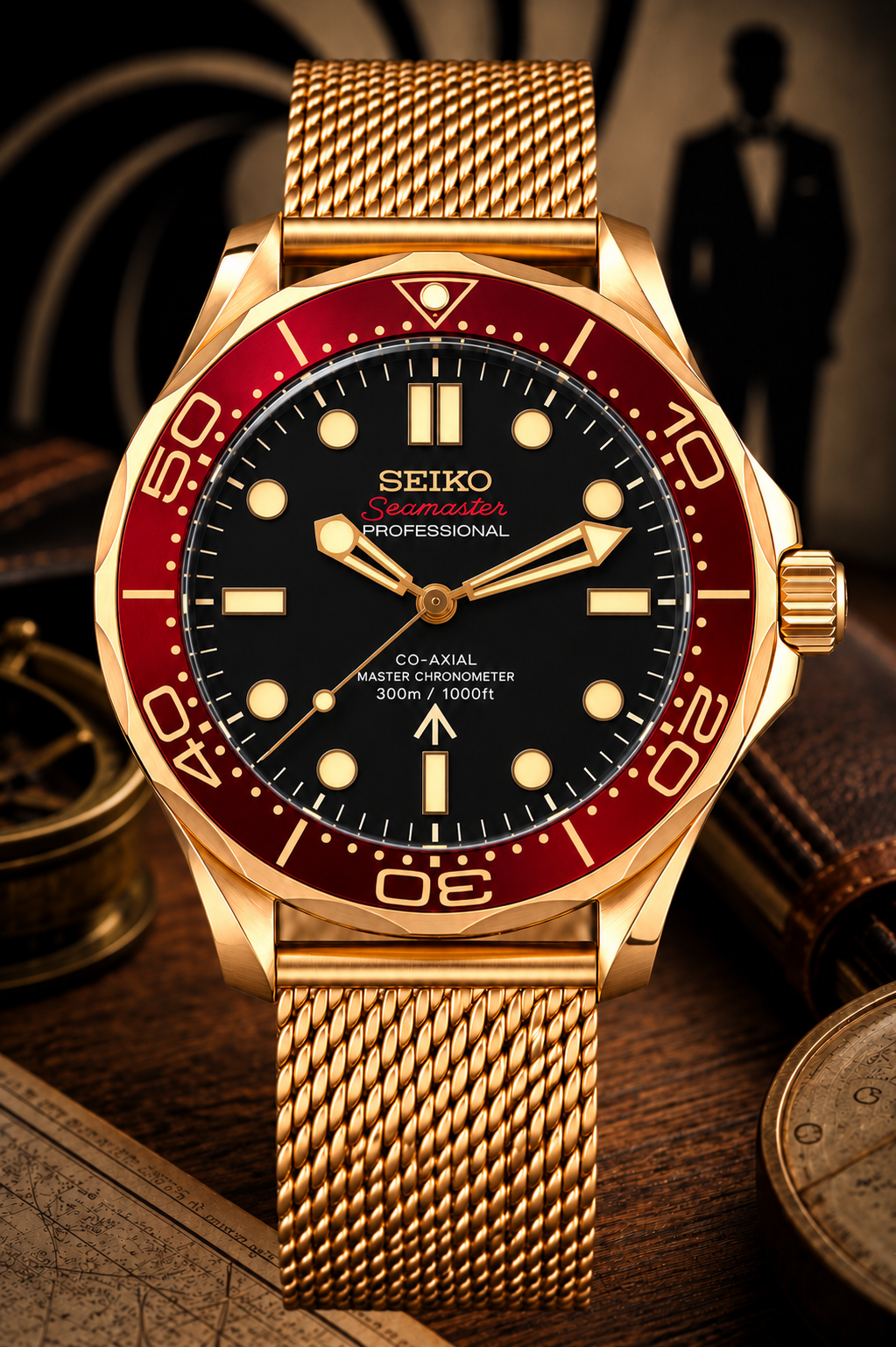 Custom Seiko JB Rose Gold Red Racing Automatic Mod Watch