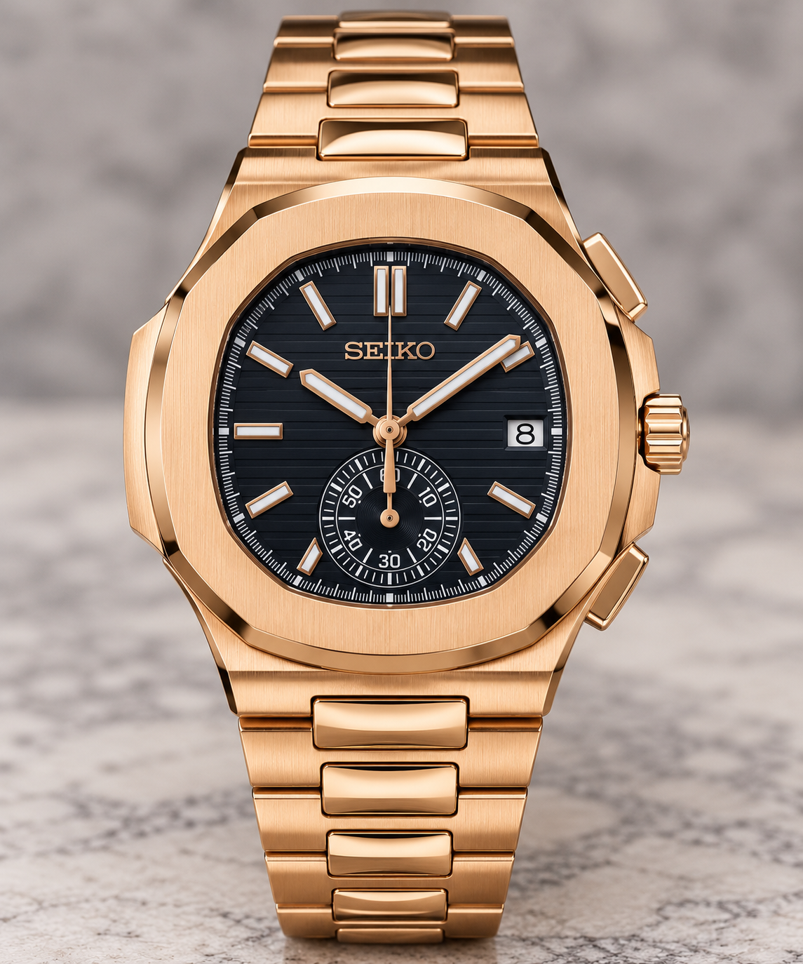 Custom Seiko Gold Naut Chronograph Mod Watch