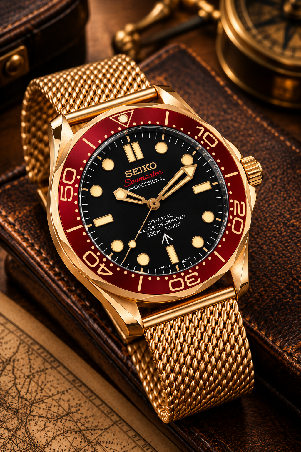 Custom Seiko JB Rose Gold Red Racing Automatic Mod Watch