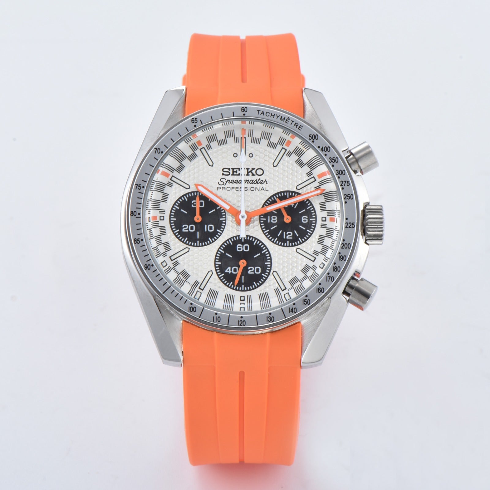 Custom Seiko Panda Orange Speed Chronograph Watch