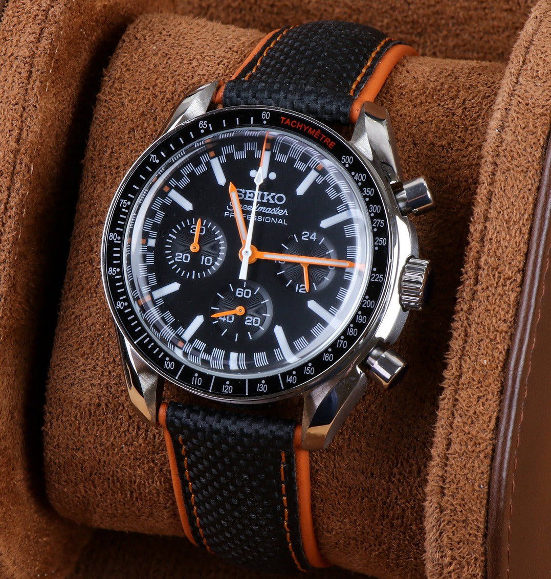 Custom Seiko Black Orange Chronograph Mod Watch