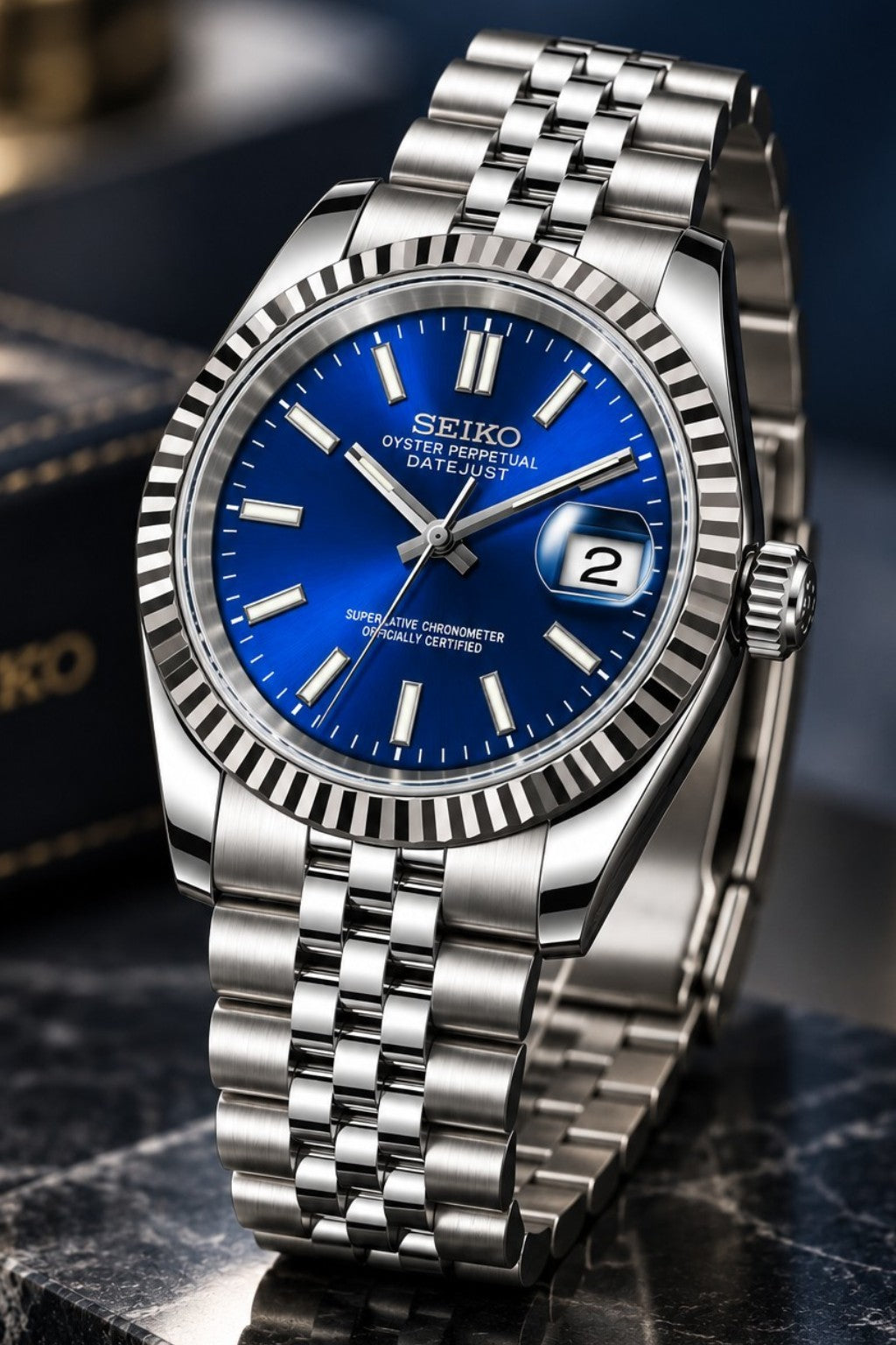 Custom Seiko Blue Sunburst Automatic Mod Watch